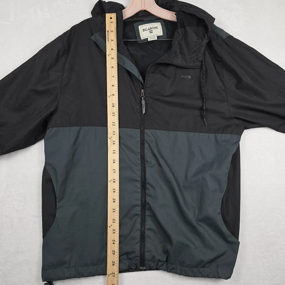 Billabong Men's Size Large‎ Hooded Windbreaker Gray Black Full Zip